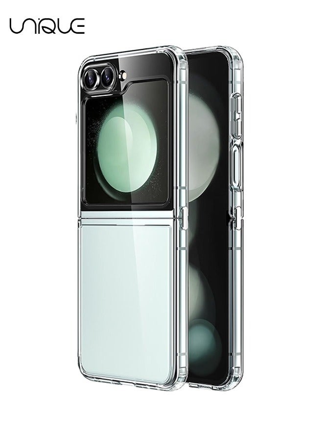 يونيك غطاء لهاتف سامسونج جالاكسي Z Flip 5 2023 ، غطاء حماية شفاف للهاتف مع مصد مقاوم للصدمات وظهر مضاد للخدش (شفاف) - Image 1