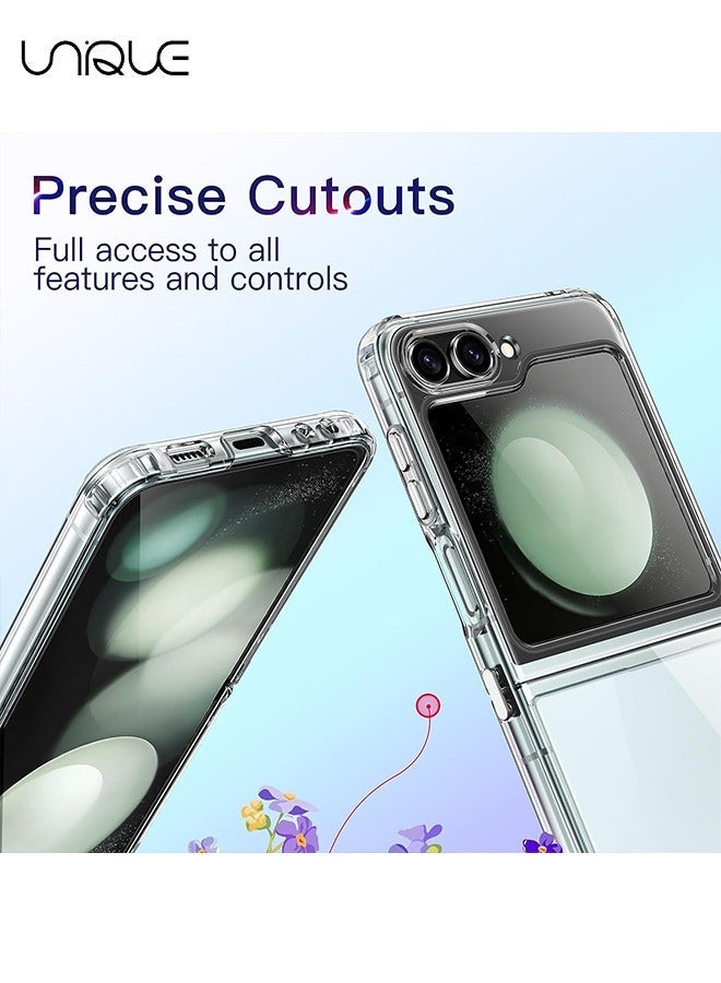 يونيك غطاء لهاتف سامسونج جالاكسي Z Flip 5 2023 ، غطاء حماية شفاف للهاتف مع مصد مقاوم للصدمات وظهر مضاد للخدش (شفاف) - Image 5