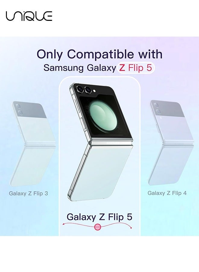 يونيك غطاء لهاتف سامسونج جالاكسي Z Flip 5 2023 ، غطاء حماية شفاف للهاتف مع مصد مقاوم للصدمات وظهر مضاد للخدش (شفاف) - Image 2
