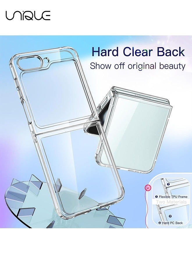 يونيك غطاء لهاتف سامسونج جالاكسي Z Flip 5 2023 ، غطاء حماية شفاف للهاتف مع مصد مقاوم للصدمات وظهر مضاد للخدش (شفاف) - Image 3