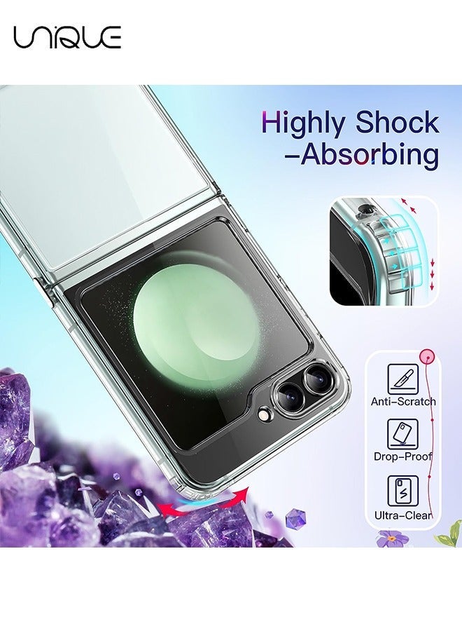 يونيك غطاء لهاتف سامسونج جالاكسي Z Flip 5 2023 ، غطاء حماية شفاف للهاتف مع مصد مقاوم للصدمات وظهر مضاد للخدش (شفاف) - Image 4
