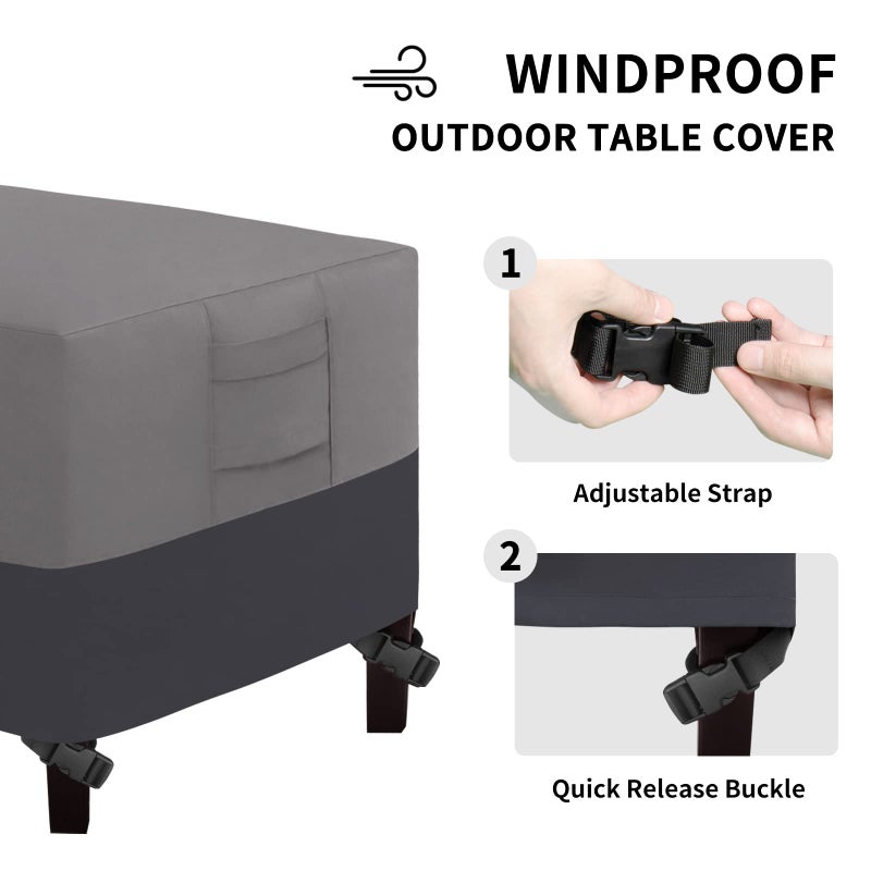Easy-Going Patio Coffee Table Cover Small Outdoor Rectangular Furniture Ottoman Table Cover, UV Resistant Waterproof (48" Lx28 Wx16 H, Gray/Dark Gray) - Image 5
