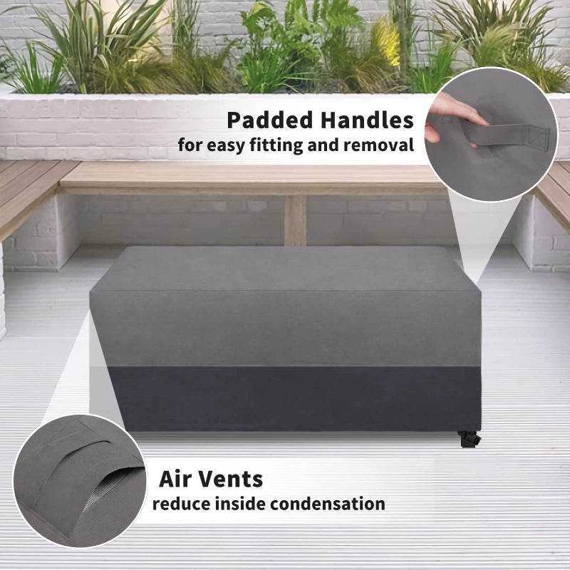 Easy-Going Patio Coffee Table Cover Small Outdoor Rectangular Furniture Ottoman Table Cover, UV Resistant Waterproof (48" Lx28 Wx16 H, Gray/Dark Gray) - Image 4