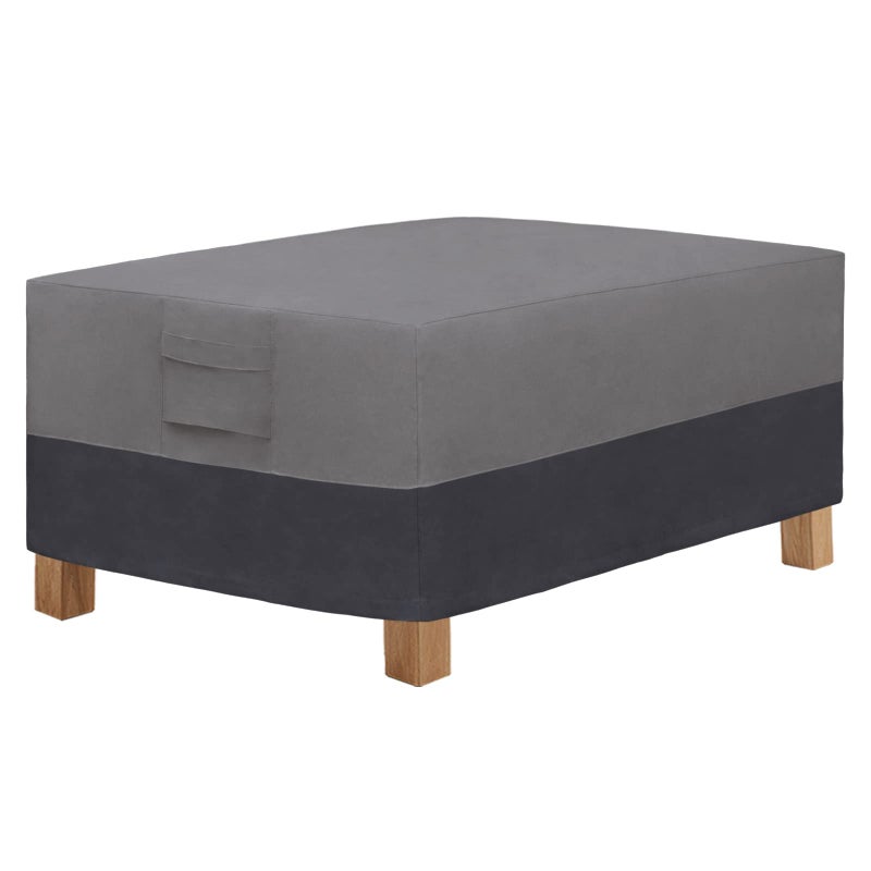 Easy-Going Patio Coffee Table Cover Small Outdoor Rectangular Furniture Ottoman Table Cover, UV Resistant Waterproof (48" Lx28 Wx16 H, Gray/Dark Gray) - Image 1