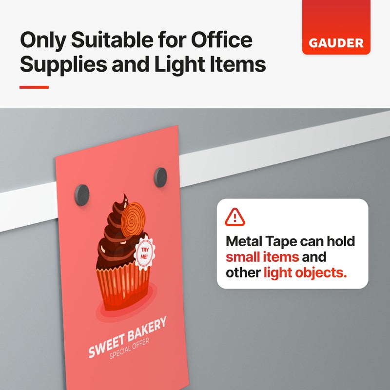 GAUDER Metal Tape Self Adhesive | Ferrous Tape for Magnets | Metallic Steel Strip - Image 4