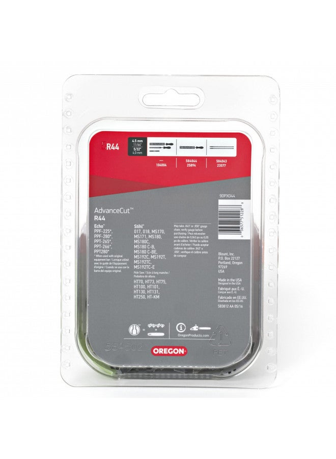 Oregon سلسلة منشار Oregon R44 AdvanceCut بقطر 12 بوصة، لاستبدال مناشير القطب وأدوات منشار السلسلة، شريط توجيه 12 بوصة، 44 وصلة دفع، خطوة: 3/8 بوصة منخفضة الملف، .043 بوصة قياس (R44) - Image 4