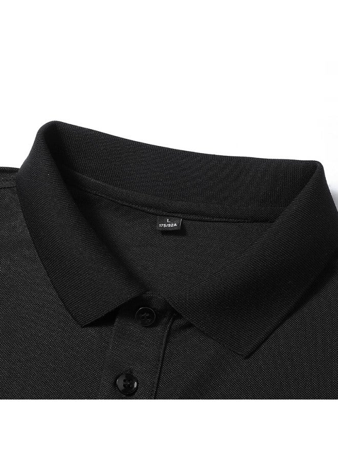 Tucano Men's Long Sleeve Polo Shirt Spring Autumn Business Casual Turn-down Collar Classic Fashion Loose Top Men's Clothing Black XL - Image 1