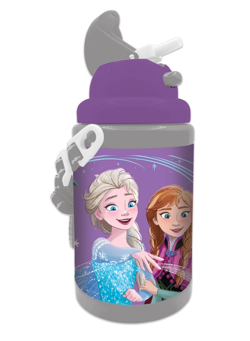 Tsumab Disney Frozen Kids Water Bottle – Elsa & Anna – 460ml with Flip Straw Lid & Carry Strap
