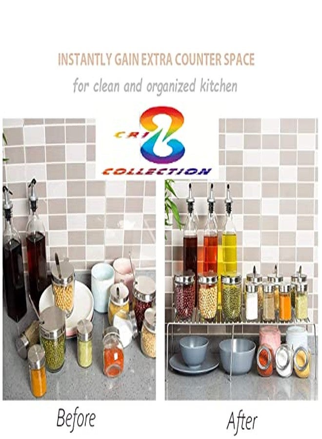 CR18 COLLECTION مجموعة CR18، 6 قطع من رفوف أطباق المطبخ المصنوعة من الفولاذ المقاوم للصدأ، رفوف تخزين قابلة للتمديد لخزائن المطبخ، منظم متعدد الأغراض، يمتد حتى 580 مم مع طلاء نانو مضاد للصدأ (عبوة من 6 قطع). - Image 5