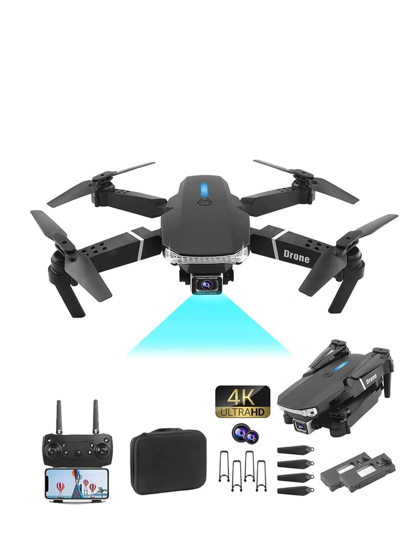 E88 PRO Ayoo 4K HD Drone – WiFi FPV Quad-Copter with Dual Camera, Advanced Stability, Gesture & Voice Control, 360° Aerial Spins, One-Key Return, Headless Mode, Smart Altitude Hold, Long Battery Life & Foldable Design – Perfect for Travel, Aerial Photography & Beginners