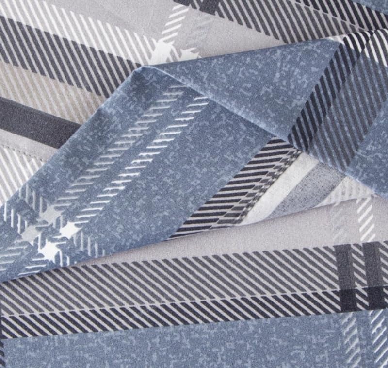 SDY 7PCS Twin Gingham Comforter and Sheet Setï¼ŒPlaid Bedding Set with 1*Comforter,1* Flat Sheet, 1*Fitted Sheet,2*Pillowcases and 2*PillowcaseShamsï¼ŒNavy Blue Microfiber Bedding Sheet Sets - Image 4