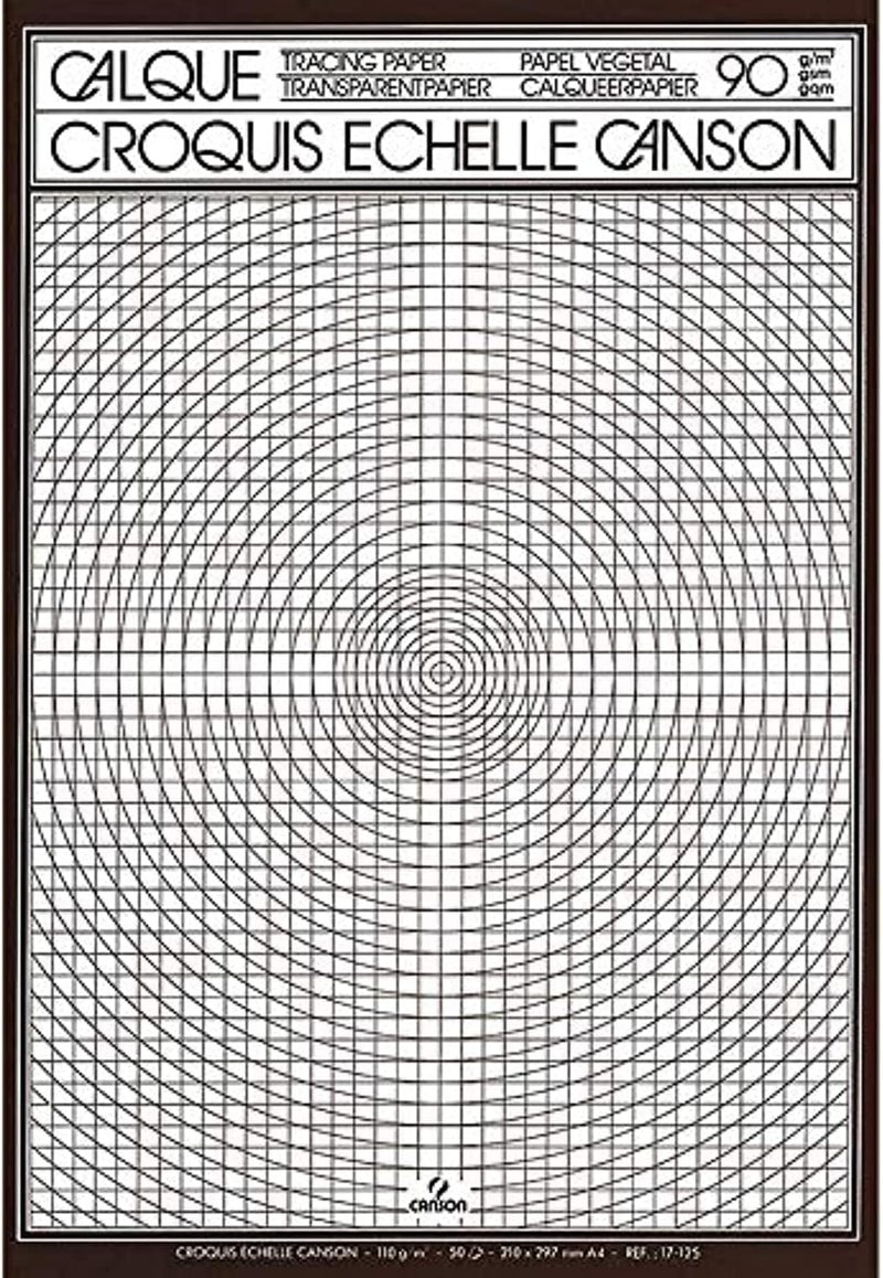 Canson A4 Graphic Tracking Paper Notebook (Transparent, 50 Sheets, 90g)