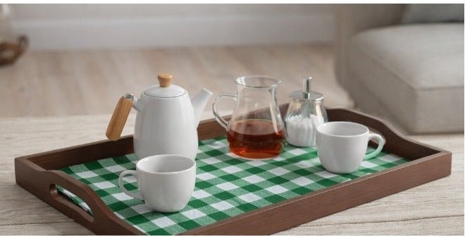 Mawan 4-piece leather serving tray and table mat set, heat and water resistant, non-slip, 30 x 40 cm - Image 1
