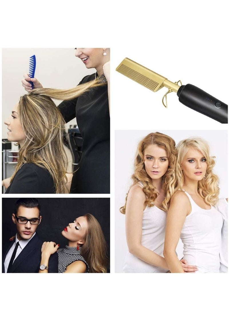 Heating Comb Straightener Electric Hot Comb Flat Iron Hair Straightening Brush Smoothing Iron Comb Hair Straightener Brush