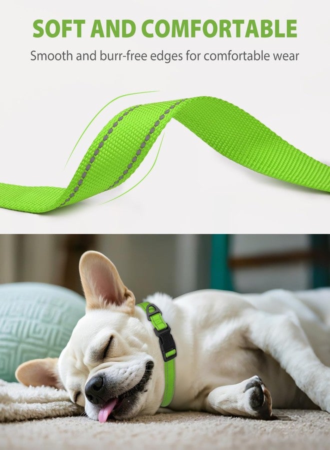 Joytale Dog Collars for Small Dogs, Feather-Light Double-Sided Reflective Nylon Collar for Night Safety, Adjustable Quick-Release for Growing Puppies, Green, S (5/8" Width) - Image 3