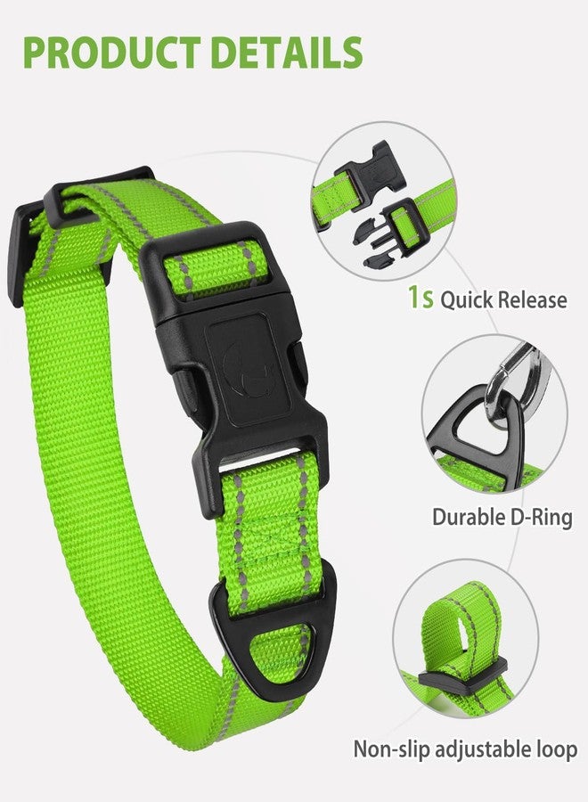 Joytale Dog Collars for Small Dogs, Feather-Light Double-Sided Reflective Nylon Collar for Night Safety, Adjustable Quick-Release for Growing Puppies, Green, S (5/8" Width) - Image 4