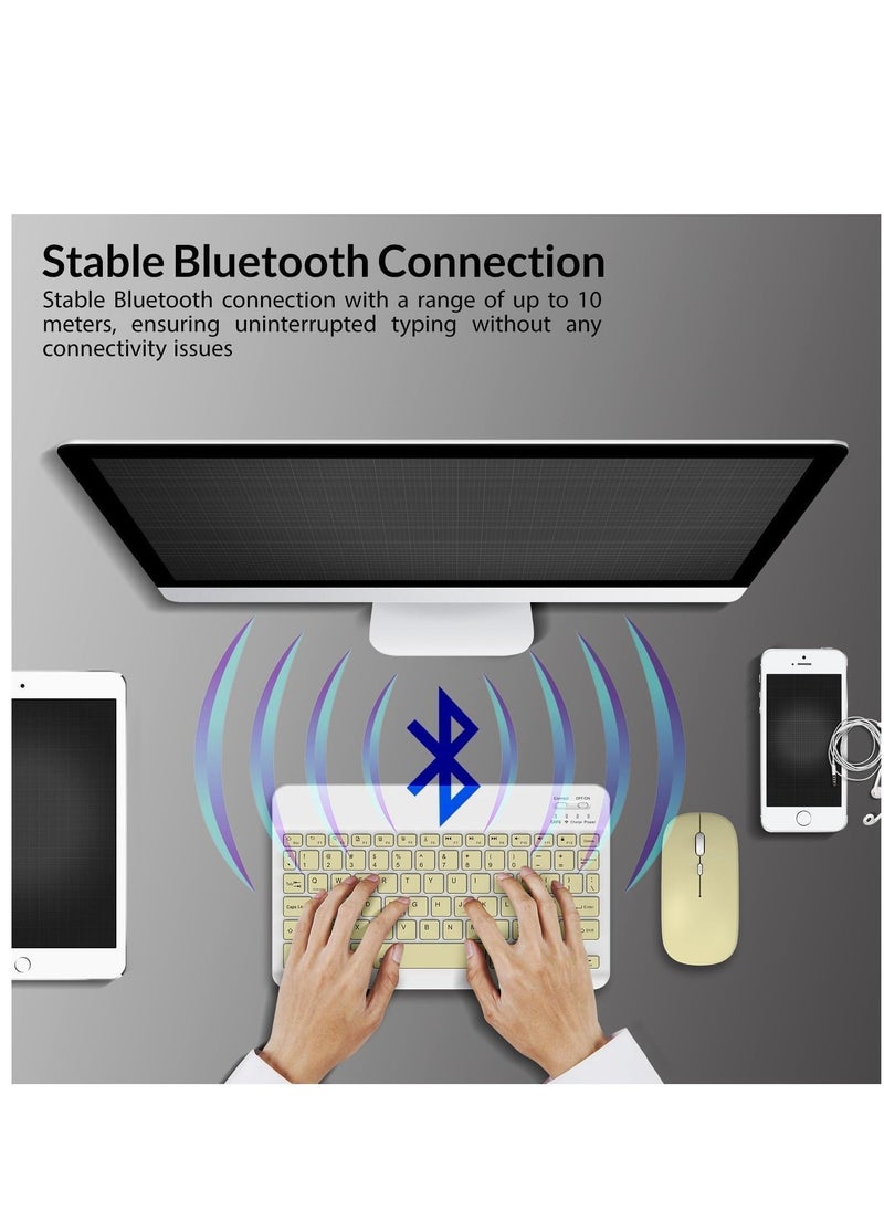 ELTRAZONE Set of Rechargeable Bluetooth Keyboard and Mouse - Portable Wireless Mouse/Keyboard Set - Android/iOS/Windows - Smart Phone/Tablet/PC - iPhone iPad Pro Air Mini, iPad OS/iOS (PINK) - Image 3