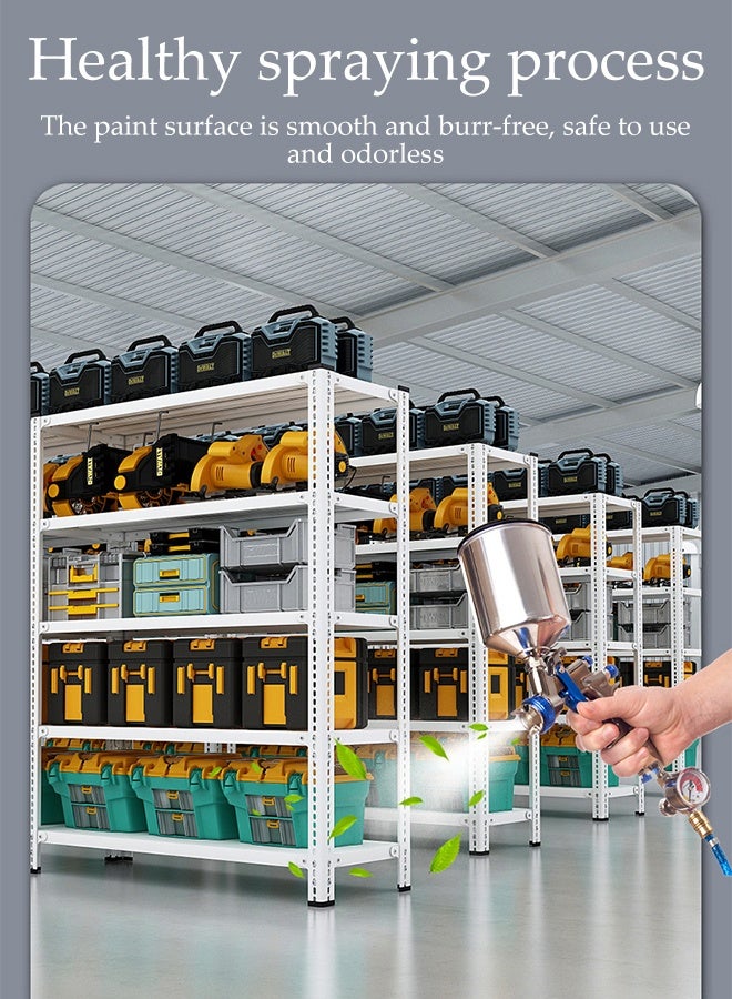 Spides 4-Tier Multifunctional Storage Rack Heavy Duty Metal Cabinet Shelf Floor Standing Shelving Unit with Pegboard Organiser Large Capacity Storage Organizer Shelves for Kitchen Laundry Bathroom Pantry Basement Utility Room - Image 2