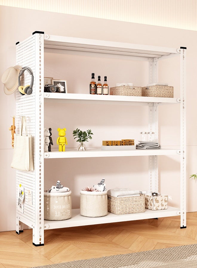 Spides 4-Tier Multifunctional Storage Rack Heavy Duty Metal Cabinet Shelf Floor Standing Shelving Unit with Pegboard Organiser Large Capacity Storage Organizer Shelves for Kitchen Laundry Bathroom Pantry Basement Utility Room - Image 1