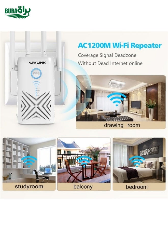 BURAQ WAVLINK WN579X3 With 5dBi Antennas AC1200 Wireless Router 2.4G / 5G Dual Band WiFi Repeater, Plug:AU Plug  - Image 5