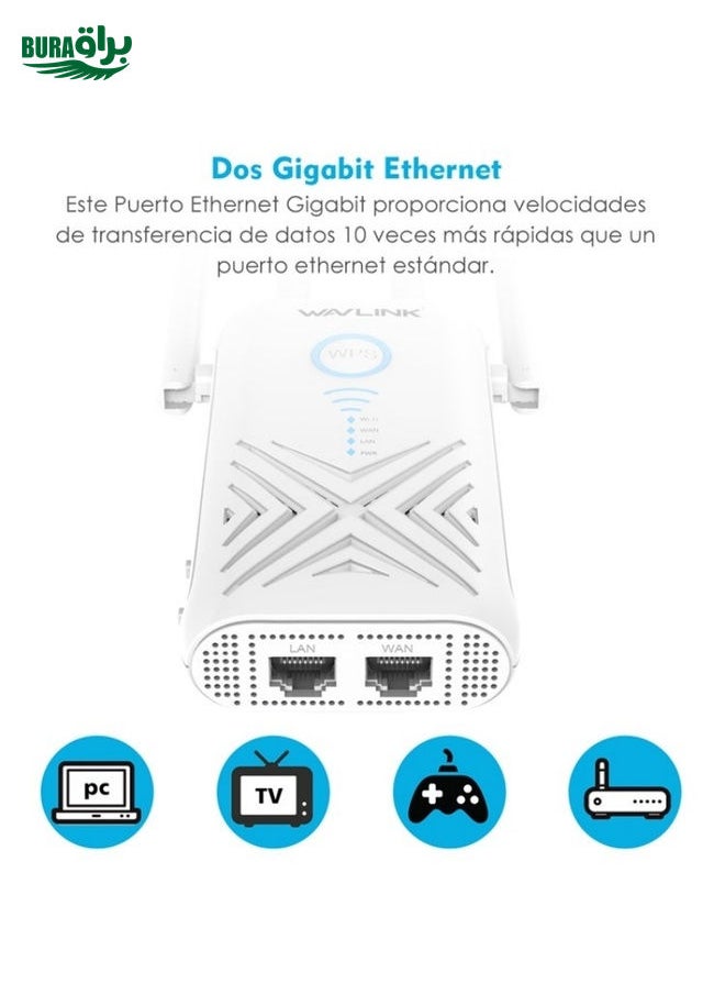 BURAQ - WAVLINK WN579X3 With 5dBi Antennas AC1200 Wireless Router 2.4G / 5G Dual Band WiFi Repeater, Plug:AU Plug - Image 1