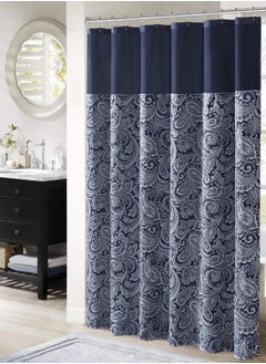 Aubrey Shower Curtain Paisley Jacquard Pieced Microfiber Faux Silk Modern Home Bathroom Decorations Bathtub Privacy Screen 72 Inch X 72 Inch Navy - pzsku/Z0E544B96313F497D0C0CZ/45/_/1711612885/f4143e15-c93d-4507-b8a9-660d3766a01b