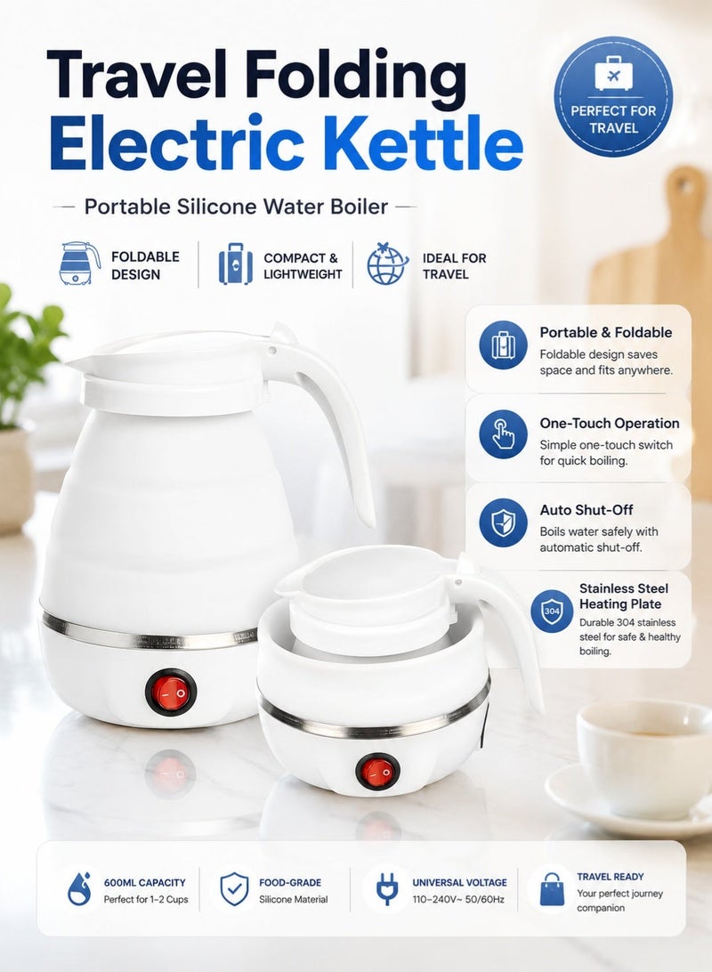 BGM Travel Folding Electric Kettle  –  Portable Silicone Water Boiler with Stainless Steel Heating Plate, One-Touch Operation, Auto Shut-Off - Image 1