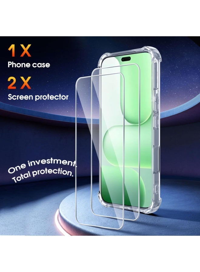 Honor 600 Lite Case Shockproof Transparent Protective Case with Tempered Glass Screen Protector,Clear Soft TPU Bumper Anti Yellowing Cover for Honor 600 Lite 5G 6.6' 2026. - Image 2