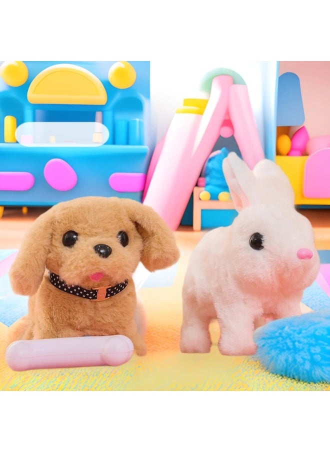 Children's Electric Toy Rabbit Simulation Puppy Will Walk Will Call Will Nod And Wag Tail Plush Toy Wholesale-Color:[upgraded With Accessories] Electric Plush White Rabbit E-commerce Outfit, Battery Provided  - Image 2