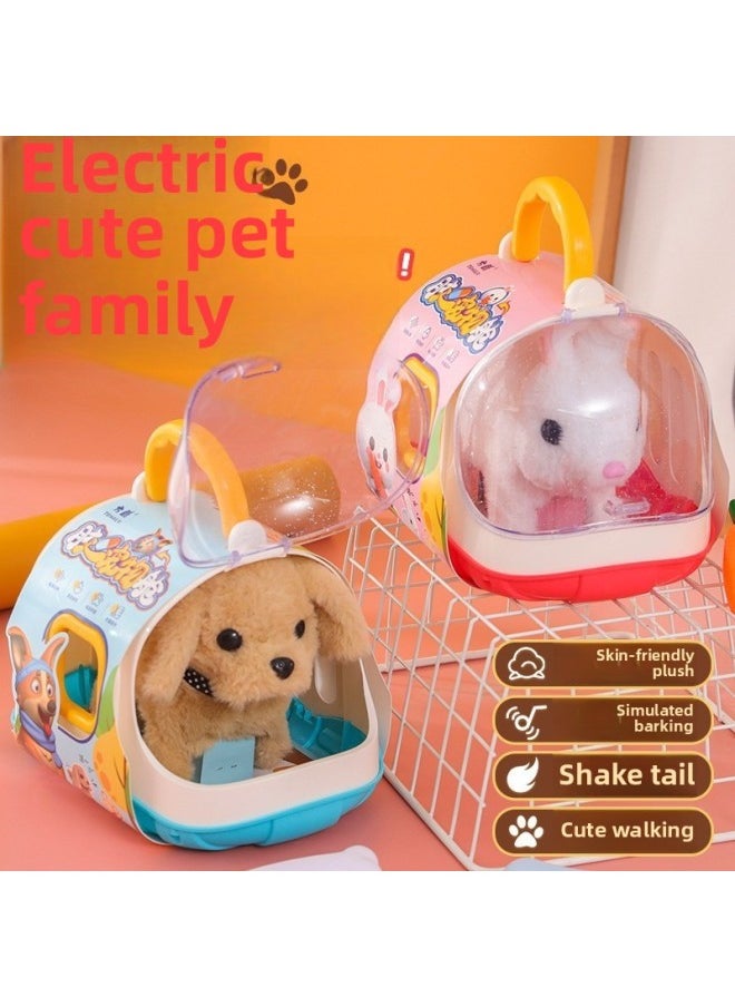 Children's Electric Toy Rabbit Simulation Puppy Will Walk Will Call Will Nod And Wag Tail Plush Toy Wholesale-Color:[upgraded With Accessories] Electric Plush White Rabbit E-commerce Outfit, Battery Provided  - Image 3
