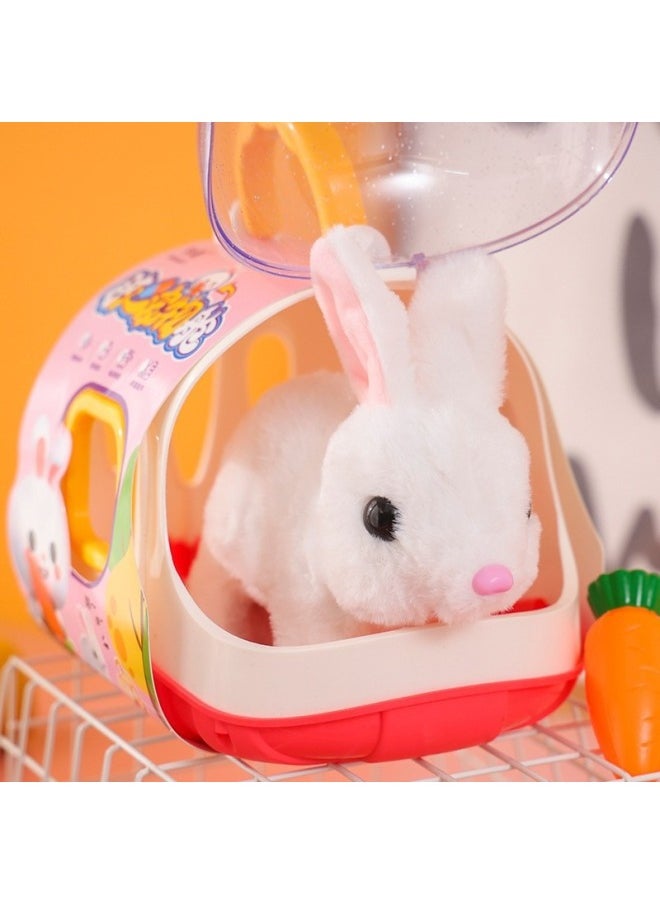 Children's Electric Toy Rabbit Simulation Puppy Will Walk Will Call Will Nod And Wag Tail Plush Toy Wholesale-Color:[upgraded With Accessories] Electric Plush White Rabbit E-commerce Outfit, Battery Provided  - Image 4