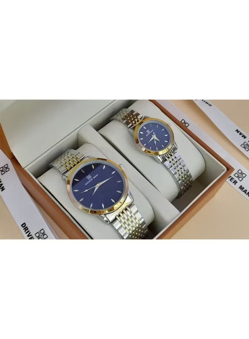 طقم ساعات نسائي ورجالي أنيقة تتميز بتصميم كلاسيكي.