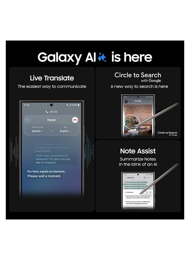 سامسونج هاتف Galaxy S24 Ultra ثنائي شريحة الاتصال بلون رمادي تيتانيوم وذاكرة وصول عشوائي (RAM) سعة 12 جيجابايت وذاكرة تخزين داخلية 512 جيجابايت يدعم تقنية 5G - إصدار الشرق الأوسط - Image 3