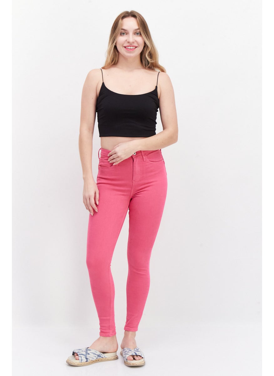 RIVER ISLAND جينز دنيم مرن للنساء بتصميم نحيف، وردي لامع  - Image 4