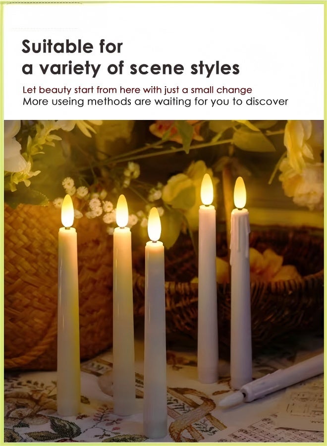 Clean 6PCS Flameless LED Taper Candles, Remote Control Battery Operated Flickering Window Candles, 3D Wick Warm White Timer Candle Set for Home Wedding Party Ramadan Decor (28.5cm) - Image 5