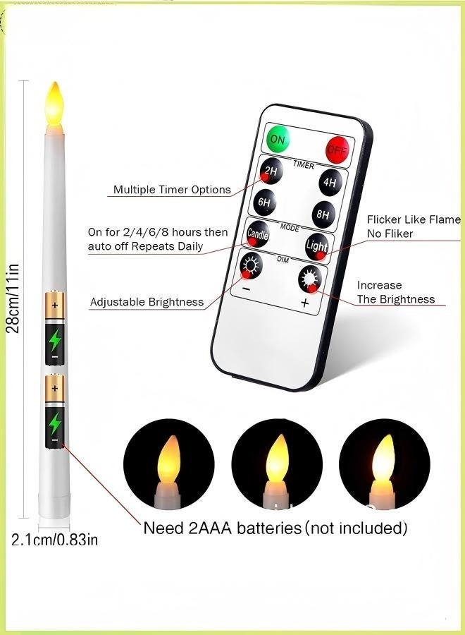 Clean 6PCS Flameless LED Taper Candles, Remote Control Battery Operated Flickering Window Candles, 3D Wick Warm White Timer Candle Set for Home Wedding Party Ramadan Decor (28.5cm) - Image 2