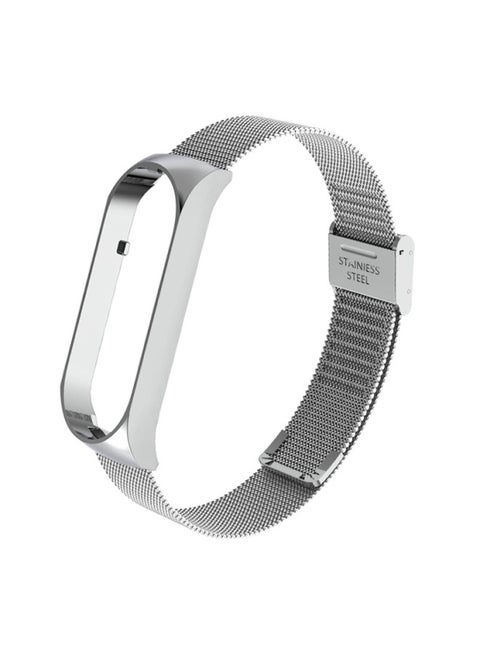 Metal Strap For XiaomiBand 6 5 Milanese Loop Three-bead Stainless Steel Mesh Strap Compatible For Xiaomi34 Smart Bracelet-Color:Buckle Style-Silver-Specifications:Mi Band 5/6 Universal