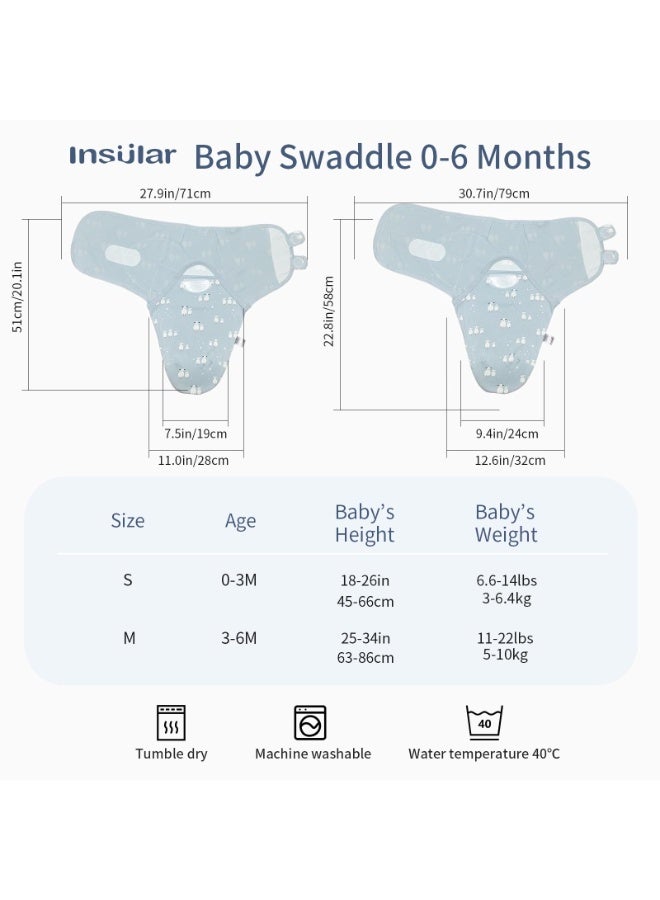 انسولار قماط قطني فائق النعومة للمواليد، مجموعة من ثلاثة قطع لفافة قابلة للارتداء بملاءمة قابلة للتعديل لتهدئة الطفل من الولادة حتى عمر أربعة أشهر - Image 2