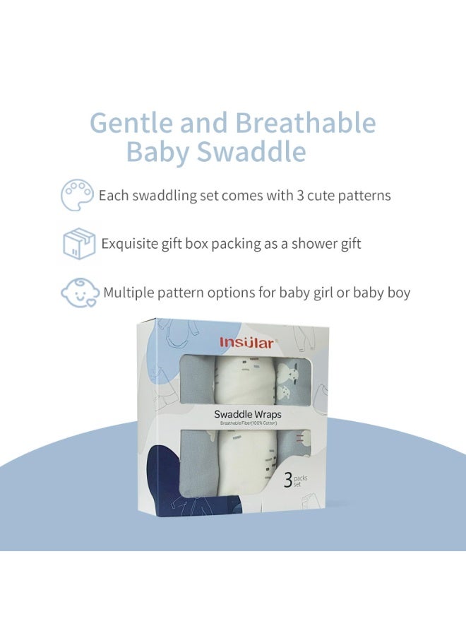 انسولار قماط قطني فائق النعومة للمواليد، مجموعة من ثلاثة قطع لفافة قابلة للارتداء بملاءمة قابلة للتعديل لتهدئة الطفل من الولادة حتى عمر أربعة أشهر - Image 5