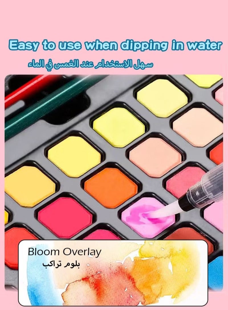 مجموعة من اللوحات الفنية للأطفال ، بما في ذلك 48 قطعة من اللون ، ألوان مائية للأطفال مجموعة - Image 3