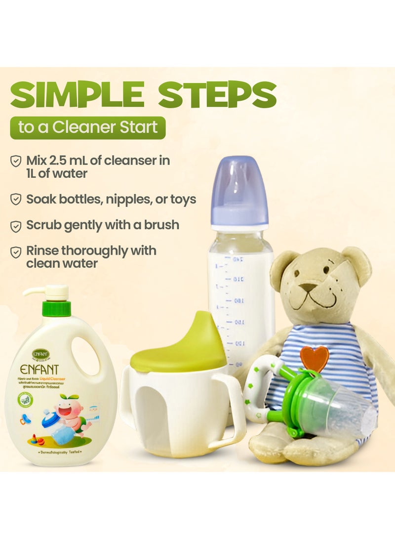 ENFANT Organic Nipple & Bottle Liquid Cleaner 700ML PUMP Liquid Cleanser For Baby Accessories Baby Bottles, Nipples, And Toys Containing Organic Tea Tree Oil And A Double Cleanser Formula Dermatologically Tested - Image 5