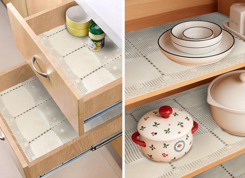 Yellow Weaves PVC Kitchen Mat Fridge Mats 50 cm X 5 Meters Anti Slip Roll, Shelf Liners Sheet for Kitchen, Shelves, Cabinet, Drawer, Wardrobe, Refrigerator, Table (Beige) - Image 2