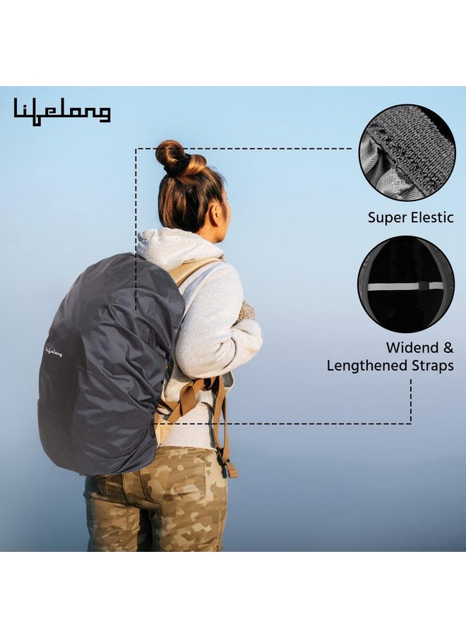 Lifelong Lifelong Rain Cover for Backpack - Waterproof Dustproof Rain Cover Bag with Elastic Adjustable - Travel Accessories Bag Cover - Suitable for All Bag Sizes Upto 45Ltrs Rain Cover Bag (Black)  - Image 2