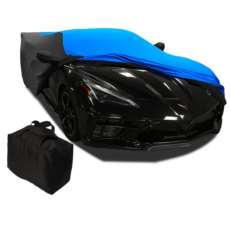 C8 Corvette Custom Fit Car Cover  Indoor Ultraguard Stretch Satin Sport Series  The Ultimate High End for 20202026 Stingray Z06 Z51 ERay Chevrolet Corvettes BlueBlack