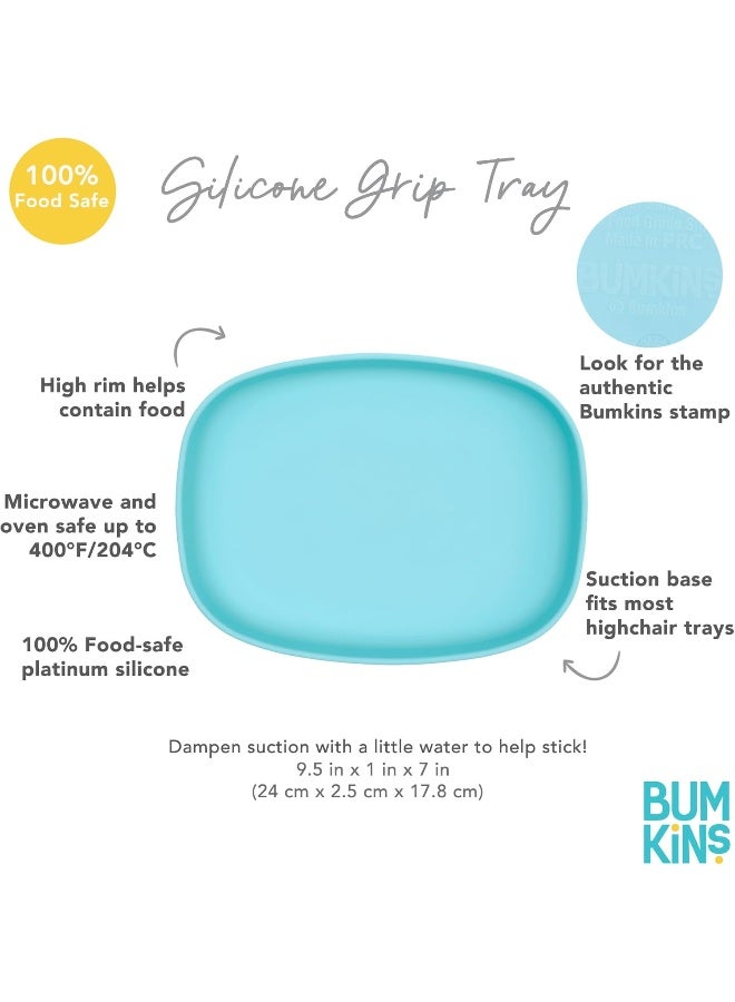 Bumkins Silicone Suction Grip Tray, Kids Large Plate, BPA Free, Microwave and Dishwasher Safe, Blue - Image 5