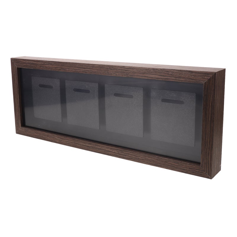 Coffee Solid Wood Medal Display Frame with Wall Mount and Photo Frame for Sports and Military Awards - Image 1