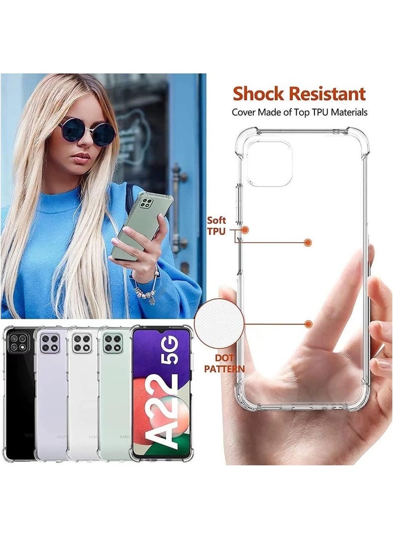Raxoom Samsung Galaxy A22 5G Case Cover Protective Shock Absorption Bumper soft Transparent Case (Clear) - Image 4