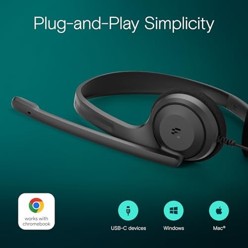 EPOS C1 High-Fidelity USB-C Wired Headset - Crystal-Clear Audio Quality, Exceptional Noise Reduction Mic, Ergonomic Design for Extended Wear, Chromebook Certified for Seamless Integration - Image 4