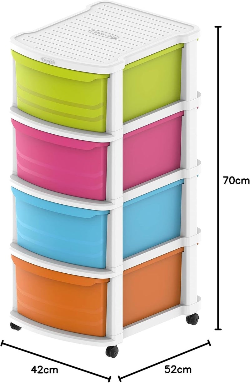 Plastic Multipurpose 4 Drawer Storage Cabinet - White Mix - Image 2