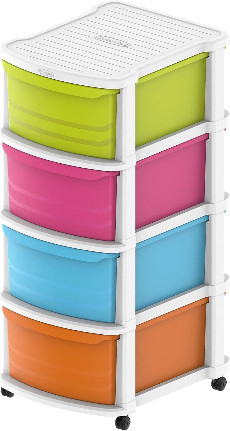 Plastic Multipurpose 4 Drawer Storage Cabinet - White Mix - Image 1
